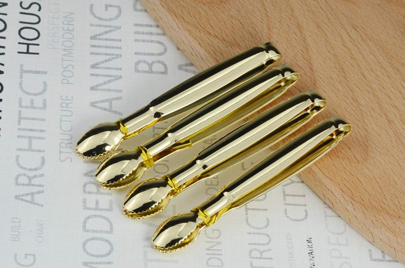 HINMAY Gold Plated Mini Serving Tongs 4-Inch Sugar Cube Tongs Stainless Steel Mini Ice Tongs, Set of 4 - Image 5